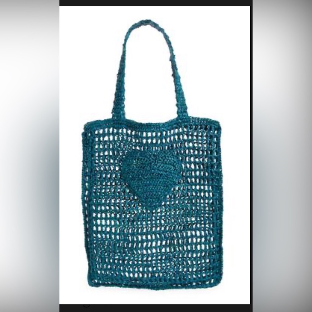 NWOT BTB LOS ANGELES Heart Market Tote Bag in Aqua